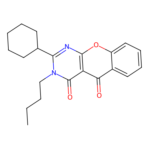 3-butyl-2-cyclohexyl-3H-chromeno[2,3-d]pyrimidine-4,5-dione structure