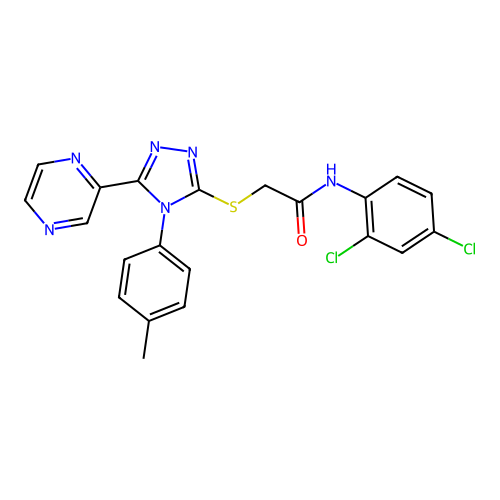 N-(2,4-dichlorophenyl)-2-[[4-(4-methylphenyl)-5-pyrazin-2-yl-1,2,4-triazol-3-yl]sulfanyl]acetamide structure