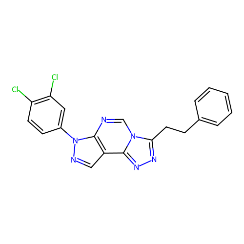 3-(3,4-Dichlorophenyl)-7-(2-phenylethyl)-6-hydropyrazolo[5,4-d]1,2,4-triazolo[4,3-e]pyrimidine structure