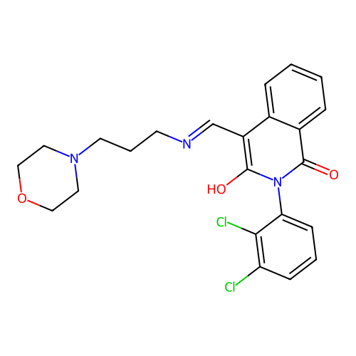2-(2,3-dichlorophenyl)-4-[(3-morpholin-4-ylpropylamino)methylidene]isoquinoline-1,3-dione structure