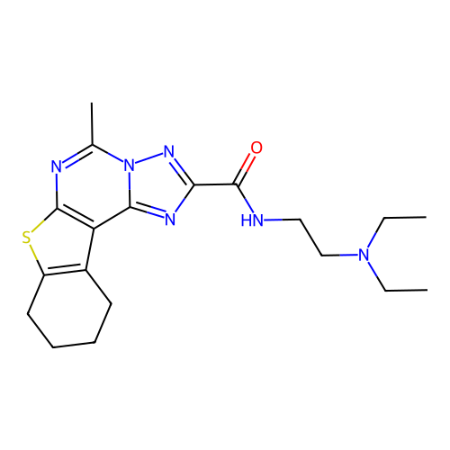 N-(2-(diethylamino)ethyl)-5-methyl-8,9,10,11-tetrahydrobenzo[4,5]thieno[3,2-e][1,2,4]triazolo[1,5-c]pyrimidine-2-carboxamide structure
