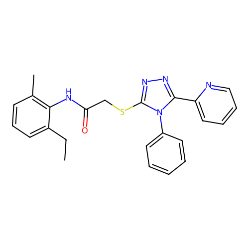 N-(2-ethyl-6-methylphenyl)-2-{[4-phenyl-5-(pyridin-2-yl)-4H-1,2,4-triazol-3-yl]sulfanyl}acetamide structure