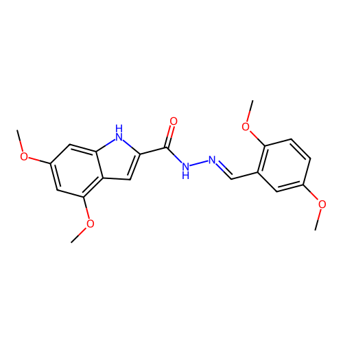 (E)-N'-(2,5-dimethoxybenzylidene)-4,6-dimethoxy-1H-indole-2-carbohydrazide structure