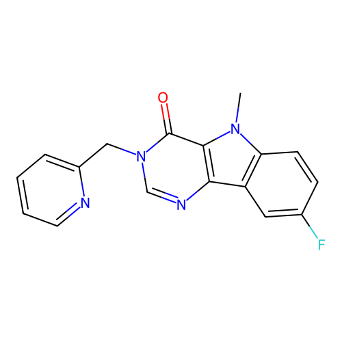 8-Fluoro-5-methyl-3-(pyridin-2-ylmethyl)pyrimido[5,4-b]indol-4-one structure