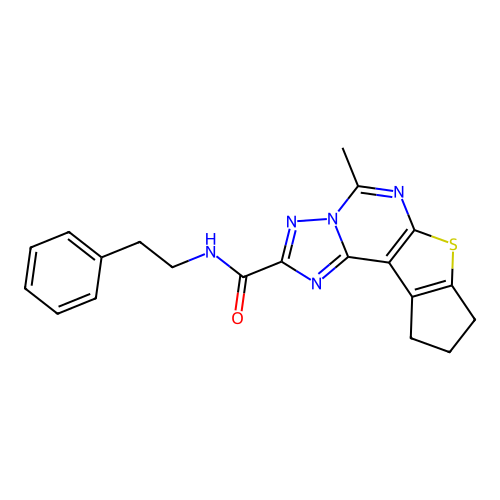 5-methyl-N-(2-phenylethyl)-9,10-dihydro-8H-cyclopenta[4,5]thieno[3,2-e][1,2,4]triazolo[1,5-c]pyrimidine-2-carboxamide structure