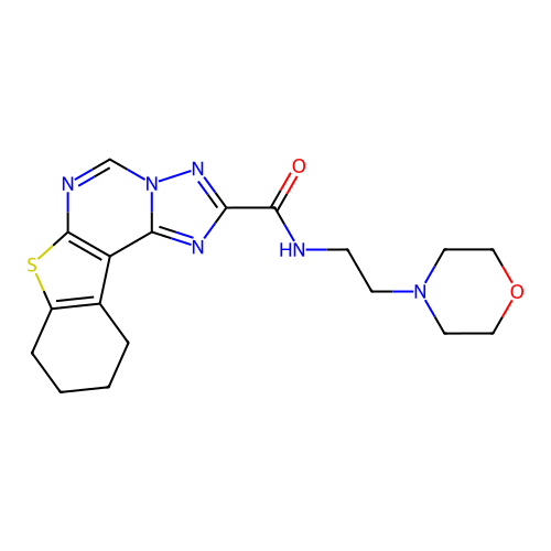 N-(2-morpholinoethyl)-8,9,10,11-tetrahydrobenzo[4,5]thieno[3,2-e][1,2,4]triazolo[1,5-c]pyrimidine-2-carboxamide structure