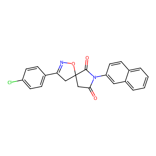 3-(4-chlorophenyl)-7-(naphthalen-2-yl)-1-oxa-2,7-diazaspiro[4.4]non-2-ene-6,8-dione structure