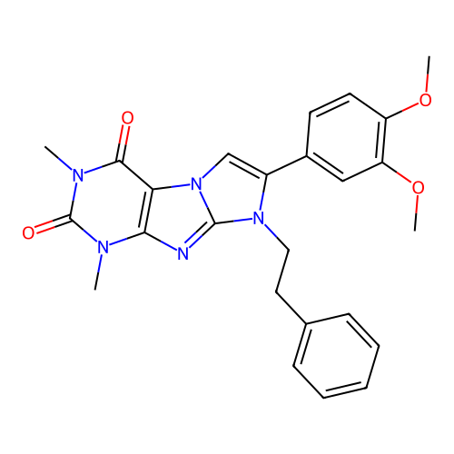 7-(3,4-dimethoxyphenyl)-2,4-dimethyl-6-phenethylpurino[7,8-a]imidazole-1,3-dione structure