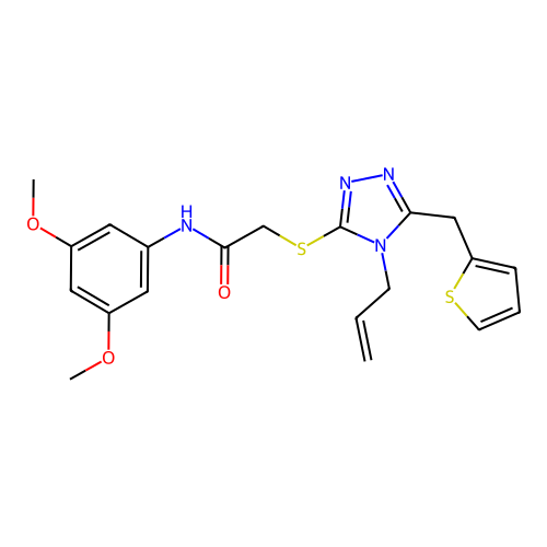 N-(3,5-dimethoxyphenyl)-2-{[4-(prop-2-en-1-yl)-5-(thiophen-2-ylmethyl)-4H-1,2,4-triazol-3-yl]sulfanyl}acetamide structure