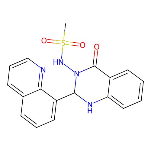 N-[4-oxo-2-(quinolin-8-yl)-1,4-dihydroquinazolin-3(2H)-yl]methanesulfonamide structure