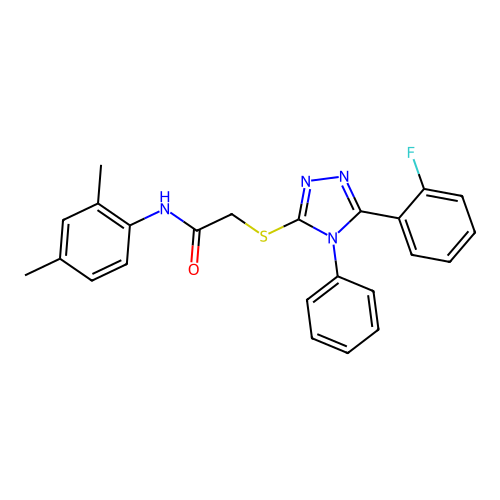N-(2,4-dimethylphenyl)-2-[[5-(2-fluorophenyl)-4-phenyl-1,2,4-triazol-3-yl]sulfanyl]acetamide structure