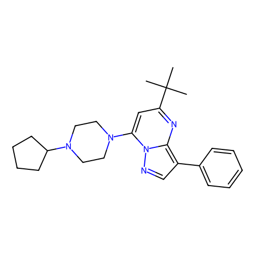 5-Tert-butyl-7-(4-cyclopentylpiperazin-1-yl)-3-phenylpyrazolo[1,5-a]pyrimidine structure