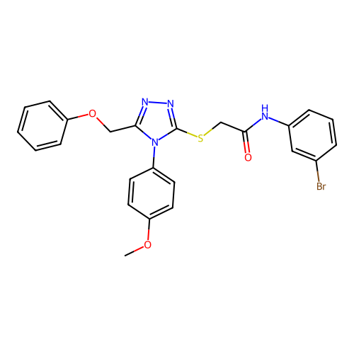 N-(3-bromophenyl)-2-[[4-(4-methoxyphenyl)-5-(phenoxymethyl)-1,2,4-triazol-3-yl]sulfanyl]acetamide structure