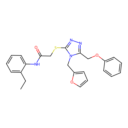 N-(2-ethylphenyl)-2-{[4-(furan-2-ylmethyl)-5-(phenoxymethyl)-4H-1,2,4-triazol-3-yl]sulfanyl}acetamide structure