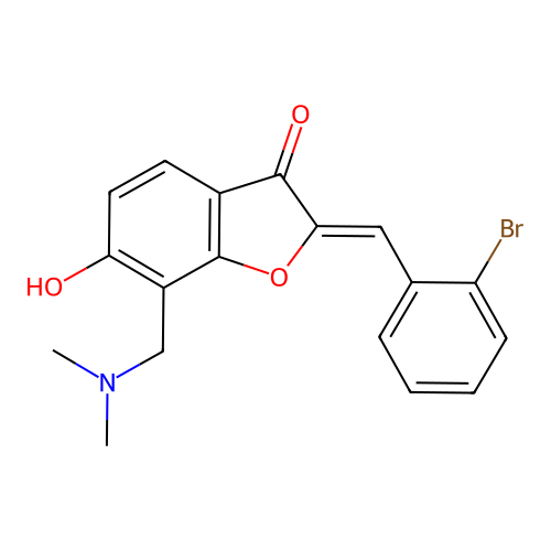 (Z)-2-(2-bromobenzylidene)-7-((dimethylamino)methyl)-6-hydroxybenzofuran-3(2H)-one structure