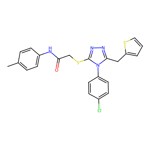 2-{[4-(4-chlorophenyl)-5-(thiophen-2-ylmethyl)-4H-1,2,4-triazol-3-yl]sulfanyl}-N-(4-methylphenyl)acetamide structure