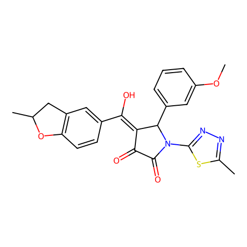 (4E)-4-[hydroxy(2-methyl-2,3-dihydro-1-benzofuran-5-yl)methylidene]-5-(3-methoxyphenyl)-1-(5-methyl-1,3,4-thiadiazol-2-yl)pyrrolidine-2,3-dione structure