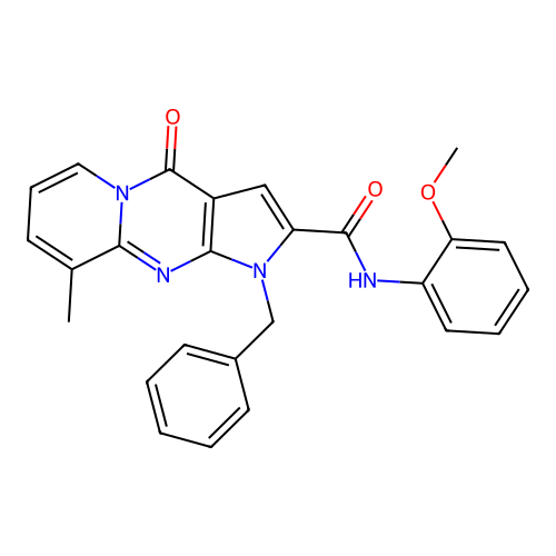 1-benzyl-N-(2-methoxyphenyl)-9-methyl-4-oxo-1,4-dihydropyrido[1,2-a]pyrrolo[2,3-d]pyrimidine-2-carboxamide structure