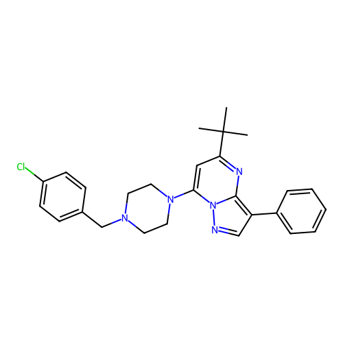 5-tert-butyl-7-[4-(4-chlorobenzyl)piperazin-1-yl]-3-phenylpyrazolo[1,5-a]pyrimidine structure