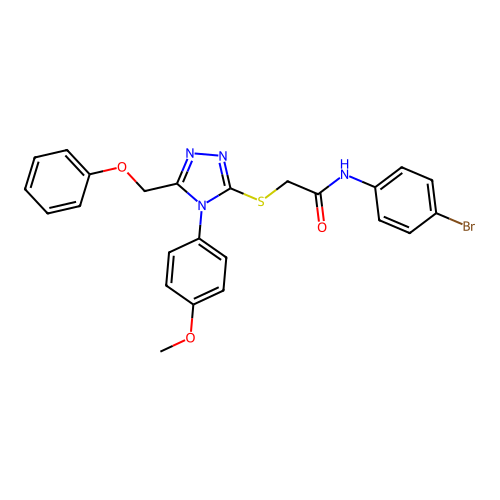 N-(4-bromophenyl)-2-[[4-(4-methoxyphenyl)-5-(phenoxymethyl)-1,2,4-triazol-3-yl]sulfanyl]acetamide structure