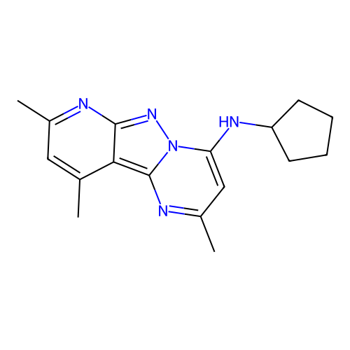 N-cyclopentyl-2,8,10-trimethylpyrido[2',3':3,4]pyrazolo[1,5-a]pyrimidin-4-amine structure