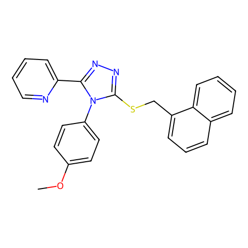 2-[4-(4-methoxyphenyl)-5-(naphthalen-1-ylmethylsulfanyl)-1,2,4-triazol-3-yl]pyridine structure