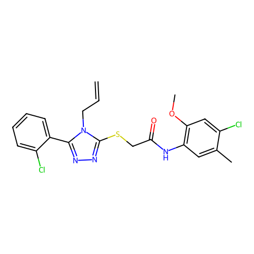 N-(4-chloro-2-methoxy-5-methylphenyl)-2-{[5-(2-chlorophenyl)-4-(prop-2-en-1-yl)-4H-1,2,4-triazol-3-yl]sulfanyl}acetamide structure