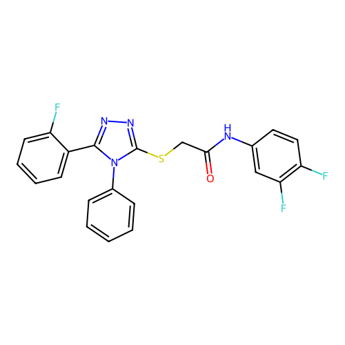 N-(3,4-difluorophenyl)-2-[[5-(2-fluorophenyl)-4-phenyl-1,2,4-triazol-3-yl]sulfanyl]acetamide structure