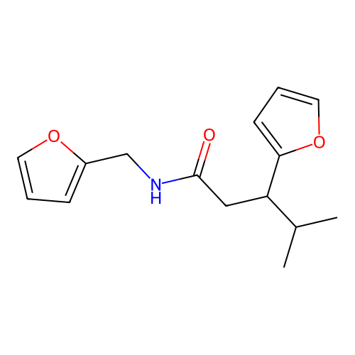 3-(furan-2-yl)-N-(furan-2-ylmethyl)-4-methylpentanamide structure