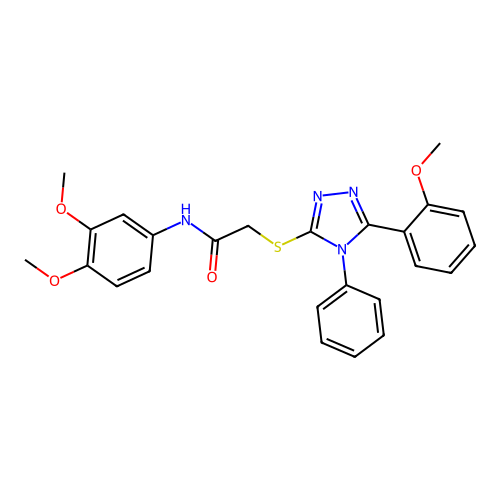 N-(3,4-dimethoxyphenyl)-2-[[5-(2-methoxyphenyl)-4-phenyl-1,2,4-triazol-3-yl]sulfanyl]acetamide structure