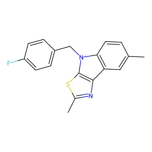 4-(4-fluorobenzyl)-2,7-dimethyl-4H-[1,3]thiazolo[5,4-b]indole structure