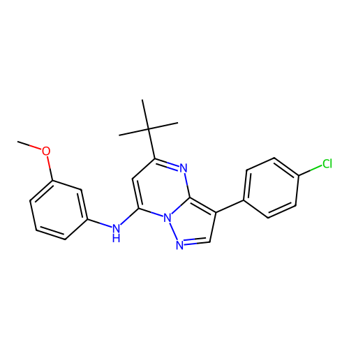 5-tert-butyl-3-(4-chlorophenyl)-N-(3-methoxyphenyl)pyrazolo[1,5-a]pyrimidin-7-amine structure