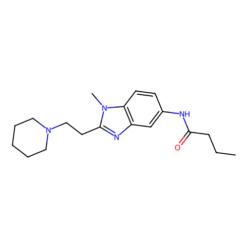N-[1-methyl-2-(2-piperidin-1-ylethyl)benzimidazol-5-yl]butanamide structure