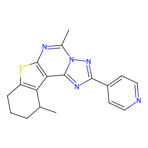 5,11-dimethyl-2-(pyridin-4-yl)-8,9,10,11-tetrahydro[1]benzothieno[3,2-e][1,2,4]triazolo[1,5-c]pyrimidine structure