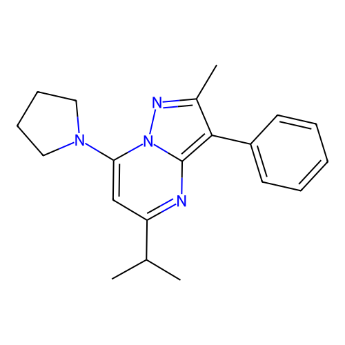 5-Isopropyl-2-methyl-3-phenyl-7-(pyrrolidin-1-yl)pyrazolo[1,5-a]pyrimidine structure