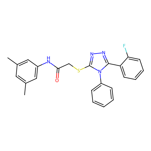 N-(3,5-dimethylphenyl)-2-[[5-(2-fluorophenyl)-4-phenyl-1,2,4-triazol-3-yl]sulfanyl]acetamide structure