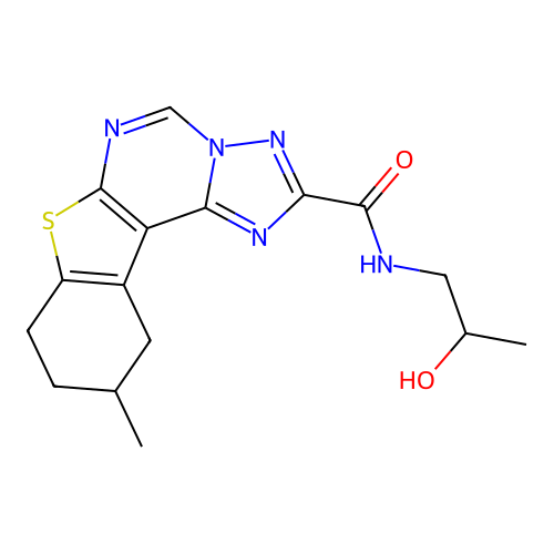 N-(2-hydroxypropyl)-10-methyl-8,9,10,11-tetrahydro[1]benzothieno[3,2-e][1,2,4]triazolo[1,5-c]pyrimidine-2-carboxamide structure