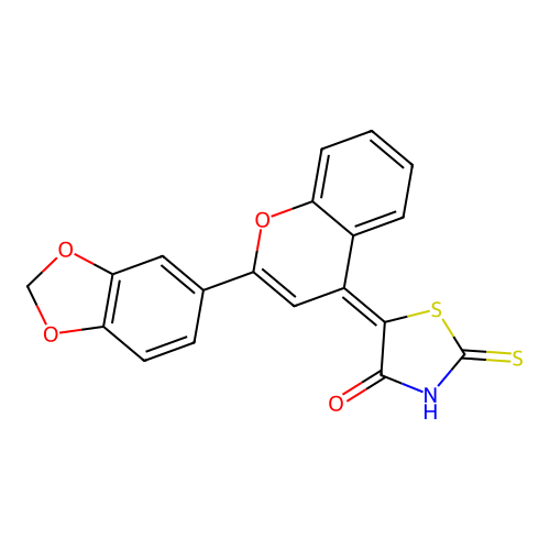 (5Z)-5-[2-(1,3-benzodioxol-5-yl)-4H-chromen-4-ylidene]-2-thioxo-1,3-thiazolidin-4-one structure