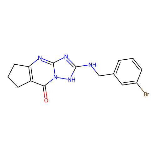 2-((3-bromobenzyl)amino)-6,7-dihydro-4H-cyclopenta[d][1,2,4]triazolo[1,5-a]pyrimidin-8(5H)-one structure