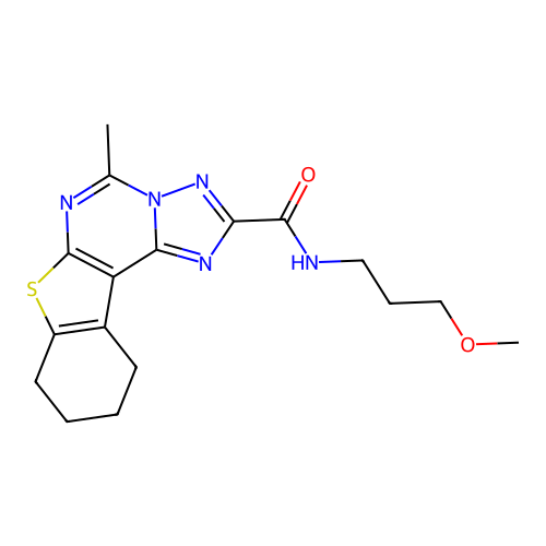 N-(3-methoxypropyl)-5-methyl-8,9,10,11-tetrahydro[1]benzothieno[3,2-e][1,2,4]triazolo[1,5-c]pyrimidine-2-carboxamide structure