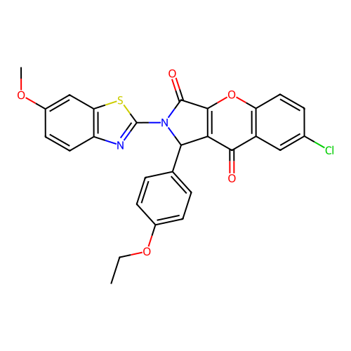 7-chloro-1-(4-ethoxyphenyl)-2-(6-methoxy-1,3-benzothiazol-2-yl)-1,2-dihydrochromeno[2,3-c]pyrrole-3,9-dione structure