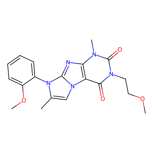 3-(2-methoxyethyl)-8-(2-methoxyphenyl)-1,7-dimethyl-1H-imidazo[2,1-f]purine-2,4(3H,8H)-dione structure