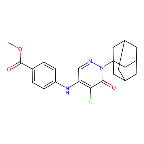 methyl 4-[[1-(1-adamantyl)-5-chloro-6-oxopyridazin-4-yl]amino]benzoate structure