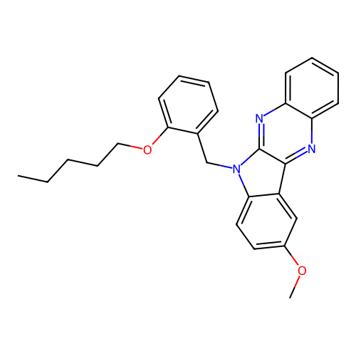 9-methoxy-6-(2-(pentyloxy)benzyl)-6H-indolo[2,3-b]quinoxaline structure