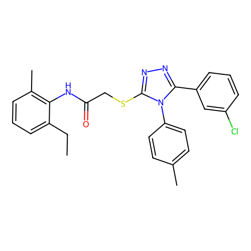 2-{[5-(3-chlorophenyl)-4-(4-methylphenyl)-4H-1,2,4-triazol-3-yl]sulfanyl}-N-(2-ethyl-6-methylphenyl)acetamide structure