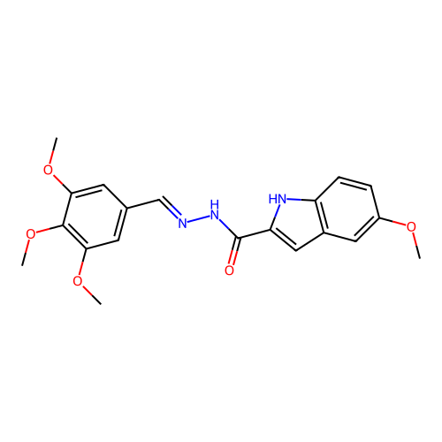 (E)-5-methoxy-N'-(3,4,5-trimethoxybenzylidene)-1H-indole-2-carbohydrazide structure