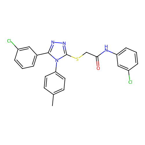 N-(3-chlorophenyl)-2-[[5-(3-chlorophenyl)-4-(4-methylphenyl)-1,2,4-triazol-3-yl]sulfanyl]acetamide structure