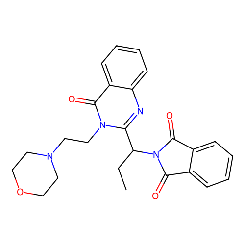 2-(1-(3-(2-morpholinoethyl)-4-oxo-3,4-dihydroquinazolin-2-yl)propyl)isoindoline-1,3-dione structure