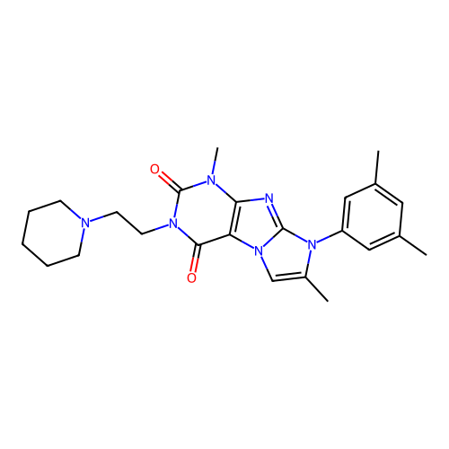 6-(3,5-dimethylphenyl)-4,7-dimethyl-2-(2-piperidin-1-ylethyl)purino[7,8-a]imidazole-1,3-dione structure
