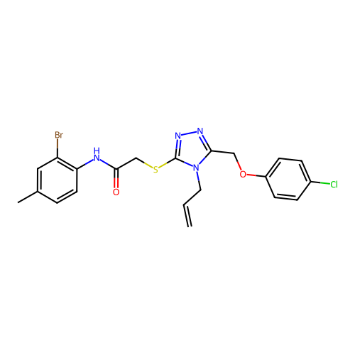 2-((4-allyl-5-((4-chlorophenoxy)methyl)-4H-1,2,4-triazol-3-yl)thio)-N-(2-bromo-4-methylphenyl)acetamide structure